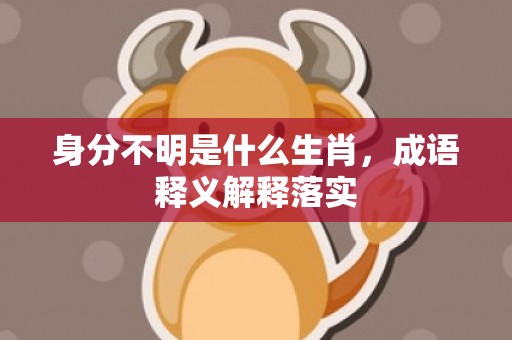 身分不明是什么生肖，成语释义解释落实