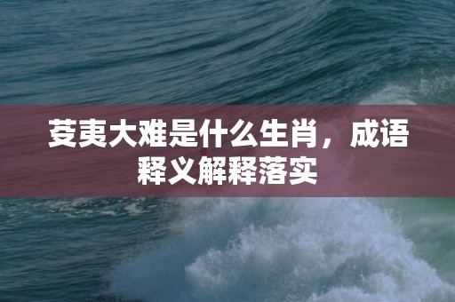 芟夷大难是什么生肖，成语释义解释落实