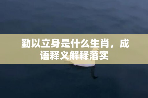  勤以立身是什么生肖，成语释义解释落实
