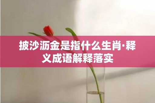 披沙沥金是指什么生肖·释义成语解释落实