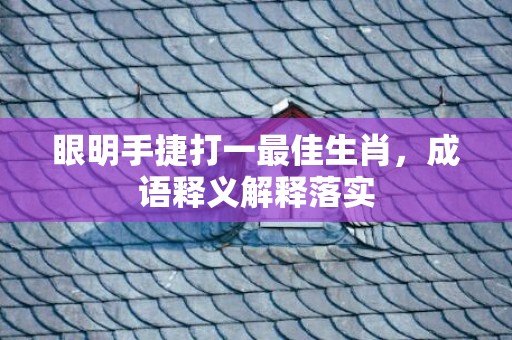 眼明手捷打一最佳生肖，成语释义解释落实