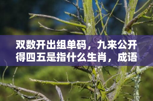 双数开出组单码，九来公开得四五是指什么生肖，成语释义解释落实
