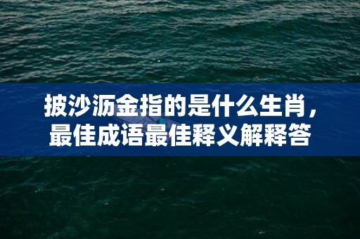 披沙沥金指的是什么生肖，最佳成语最佳释义解释答