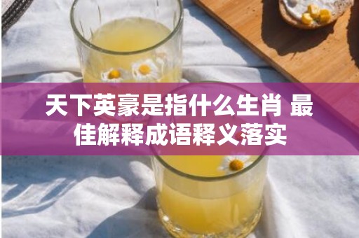 天下英豪是指什么生肖 最佳解释成语释义落实