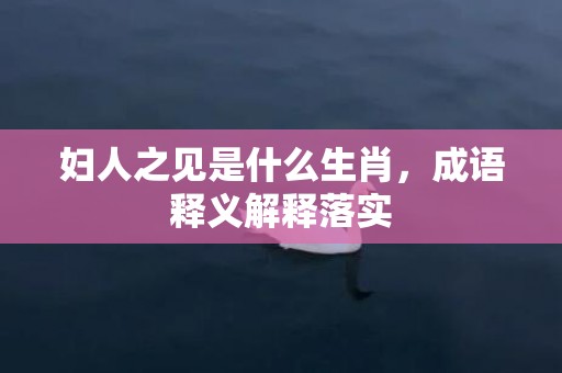 妇人之见是什么生肖，成语释义解释落实