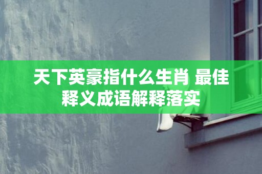 天下英豪指什么生肖 最佳释义成语解释落实