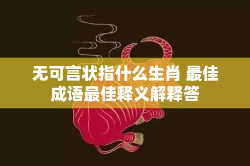 无可言状指什么生肖 最佳成语最佳释义解释答