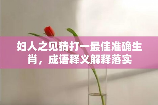 妇人之见猜打一最佳准确生肖，成语释义解释落实