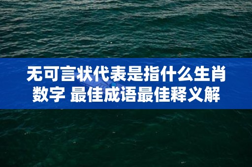 无可言状代表是指什么生肖数字 最佳成语最佳释义解释答