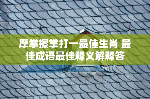 摩拳擦掌打一最佳生肖 最佳成语最佳释义解释答
