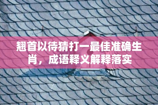翘首以待猜打一最佳准确生肖，成语释义解释落实