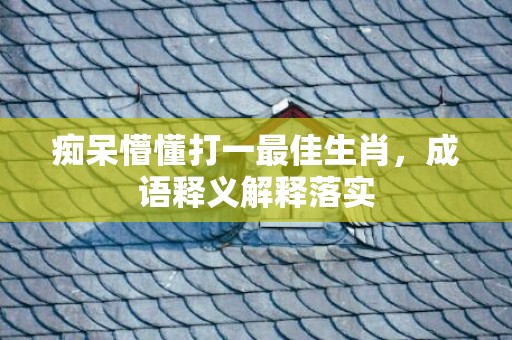 痴呆懵懂打一最佳生肖，成语释义解释落实