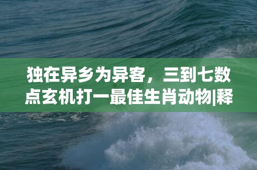 独在异乡为异客，三到七数点玄机打一最佳生肖动物|释义成语解释落实
