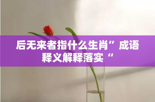 后无来者指什么生肖”成语释义解释落实“