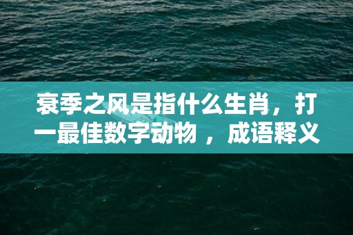 衰季之风是指什么生肖，打一最佳数字动物 ，成语释义解释落实