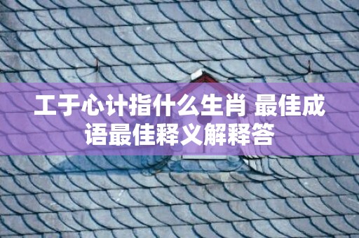 工于心计指什么生肖 最佳成语最佳释义解释答