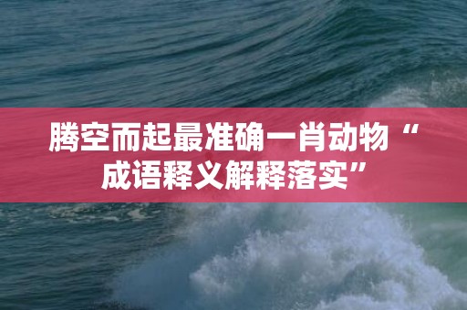 腾空而起最准确一肖动物“成语释义解释落实”
