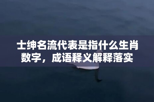 士绅名流代表是指什么生肖数字，成语释义解释落实