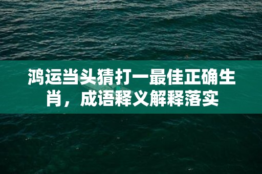 鸿运当头猜打一最佳正确生肖，成语释义解释落实