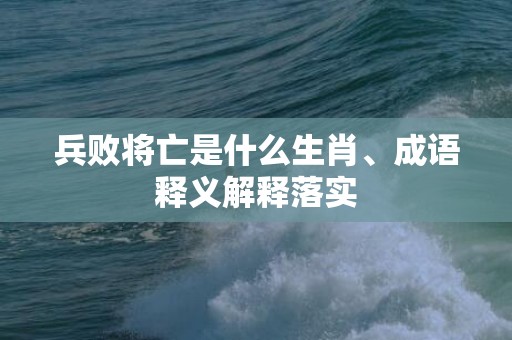 兵败将亡是什么生肖、成语释义解释落实