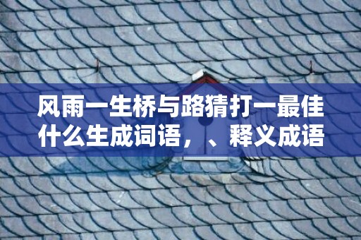 风雨一生桥与路猜打一最佳什么生成词语，、释义成语解释落实