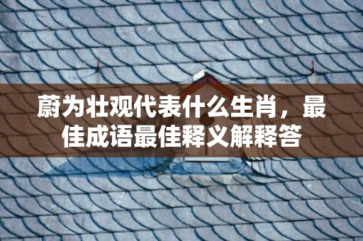 蔚为壮观代表什么生肖，最佳成语最佳释义解释答