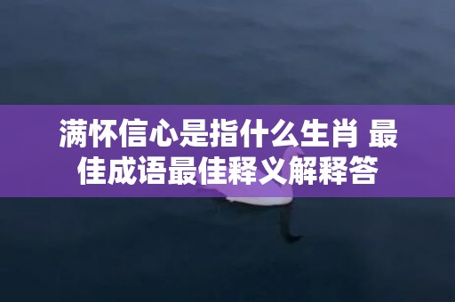 满怀信心是指什么生肖 最佳成语最佳释义解释答
