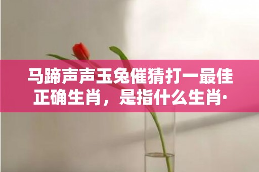 马蹄声声玉兔催猜打一最佳正确生肖，是指什么生肖·最佳成语最佳释义解释答