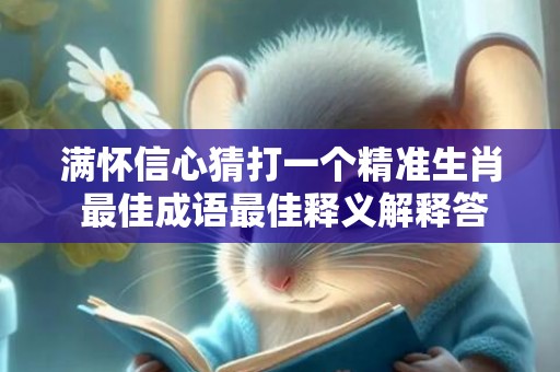 满怀信心猜打一个精准生肖 最佳成语最佳释义解释答
