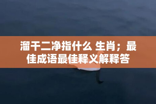 溜干二净指什么 生肖；最佳成语最佳释义解释答