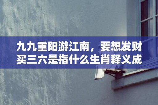 九九重阳游江南，要想发财买三六是指什么生肖释义成语解释落实