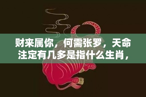 财来属你，何需张罗，天命注定有几多是指什么生肖，成语释义解释落实