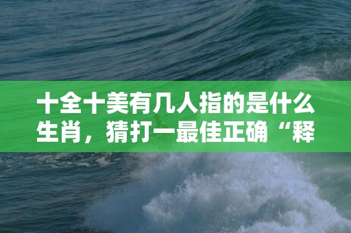 十全十美有几人指的是什么生肖，猜打一最佳正确“释义成语解释落实”