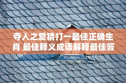 夺人之爱猜打一最佳正确生肖 最佳释义成语解释最佳答
