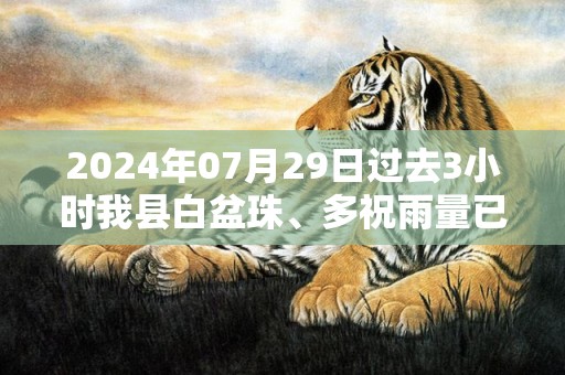 2024年07月29日过去3小时我县白盆珠、多祝雨量已接近40毫米，预计强降水仍持续，惠东县气象台于预警信息：广东省惠州市惠东县发布暴雨橙色预警