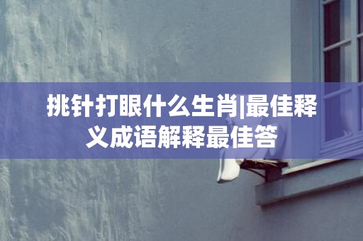 挑针打眼什么生肖|最佳释义成语解释最佳答