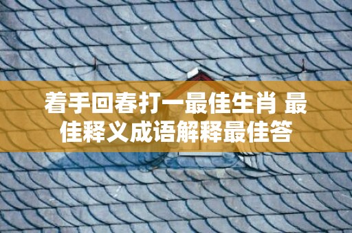 着手回春打一最佳生肖 最佳释义成语解释最佳答