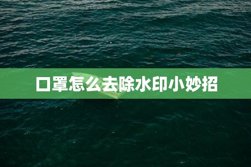 口罩怎么去除水印小妙招