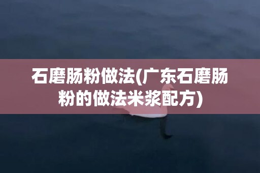 石磨肠粉做法(广东石磨肠粉的做法米浆配方)