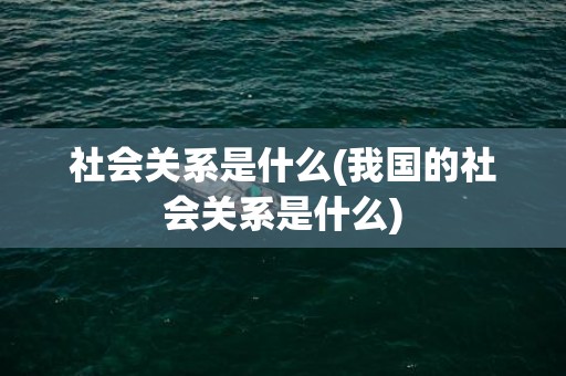 社会关系是什么(我国的社会关系是什么)