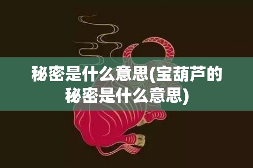 秘密是什么意思(宝葫芦的秘密是什么意思)