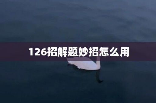 126招解题妙招怎么用