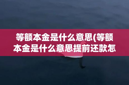 等额本金是什么意思(等额本金是什么意思提前还款怎么还)