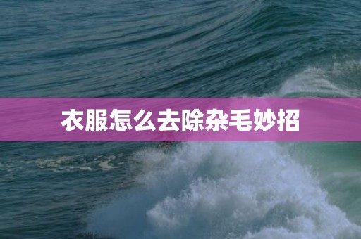 衣服怎么去除杂毛妙招