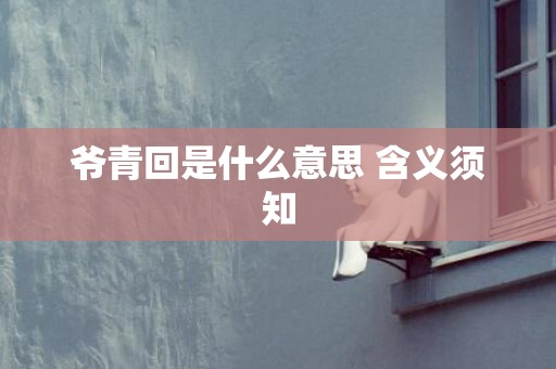 爷青回是什么意思 含义须知