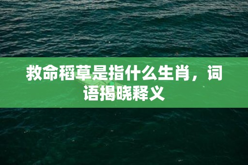 救命稻草是指什么生肖，词语揭晓释义