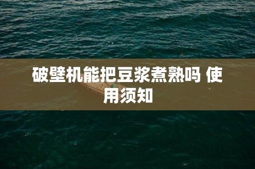 破壁机能把豆浆煮熟吗 使用须知