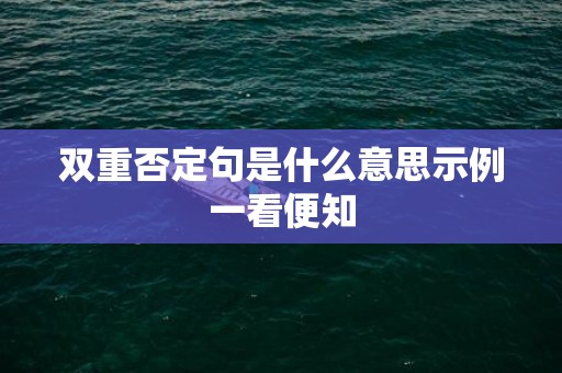 双重否定句是什么意思示例一看便知