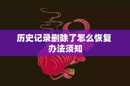 历史记录删除了怎么恢复 办法须知