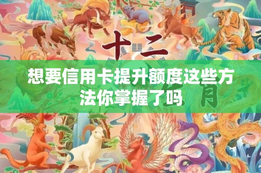 想要信用卡提升额度这些方法你掌握了吗